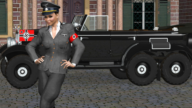 Обои картинки фото 3д графика, люди-авто, мото , people- car ,  moto, автомобиль, фон, девушка, взгляд