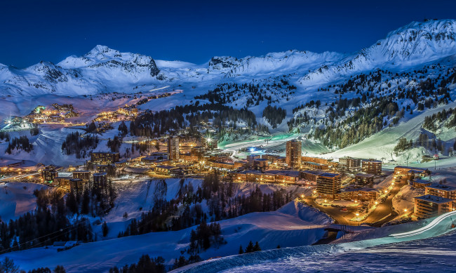 Обои картинки фото города, - огни ночного города, огни, ночь, горы