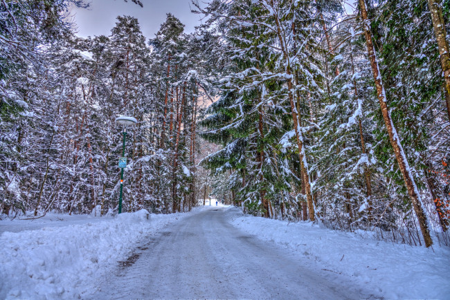 Обои картинки фото природа, зима, тракт