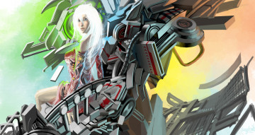 Картинка фэнтези роботы +киборги +механизмы взгляд фон девушка