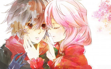 Картинка аниме guilty+crown корона грешника guilty crown руки слеза fan art inori yuzuriha шарф розовые волосы shu ouma