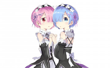 Картинка аниме re +zero+kara+hajimeru+isekai+seikatsu девушки фон взгляд