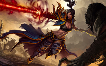 Картинка фэнтези девушки битва нежить магия меч девушка латы оружие