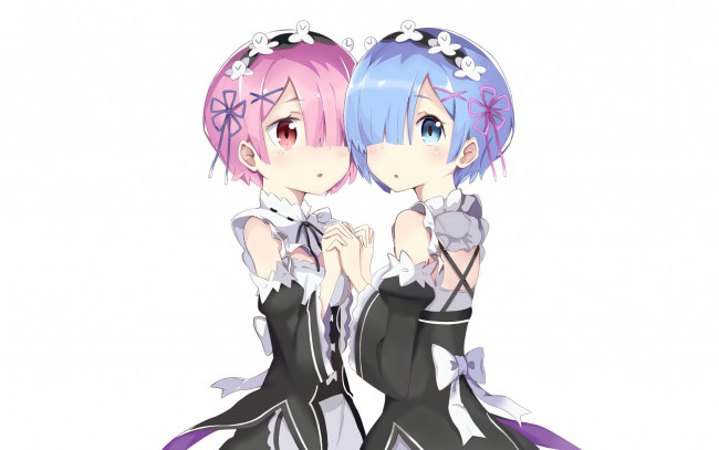 Обои картинки фото аниме, re,  zero kara hajimeru isekai seikatsu, девушки, фон, взгляд