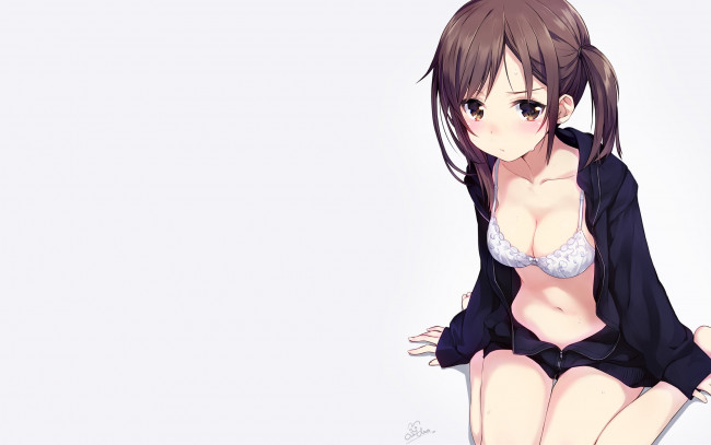 Обои картинки фото аниме, unknown,  другое, девушка, фон, взгляд