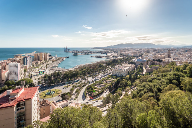 Обои картинки фото mirador de gibralfaro,  m&, 225, laga, города, - панорамы, простор