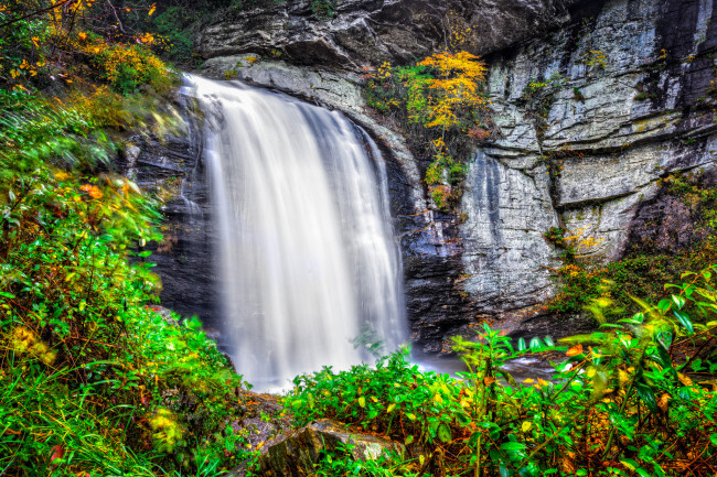 Обои картинки фото природа, водопады, лес, река, водопад