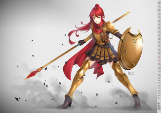 Картинка календари аниме щит оружие взгляд девушка