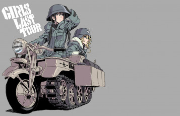 обоя аниме, girls` last tour ,  shoujo shuumatsu ryokou , девочки, мотоцикл