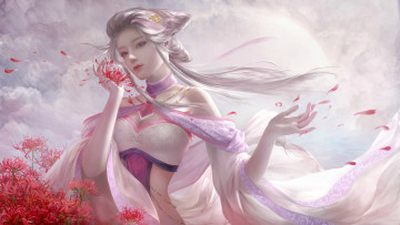 Картинка фэнтези девушки цветы xzfshao арт
