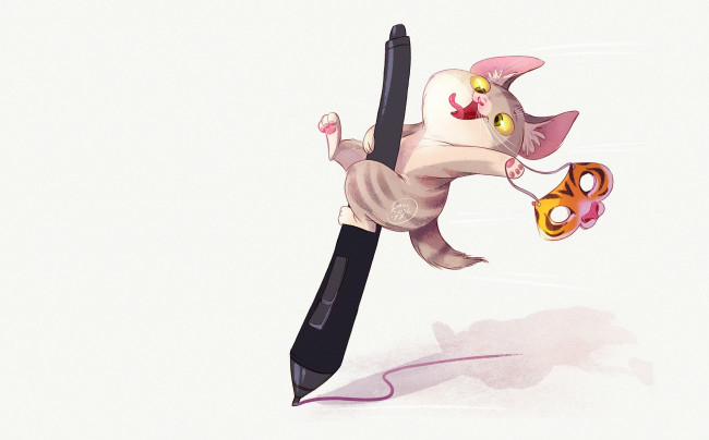 Обои картинки фото рисованное, животные,  коты, шалунишка, маска, котёнок, арт, виктория, кошелева, детская, минимализм