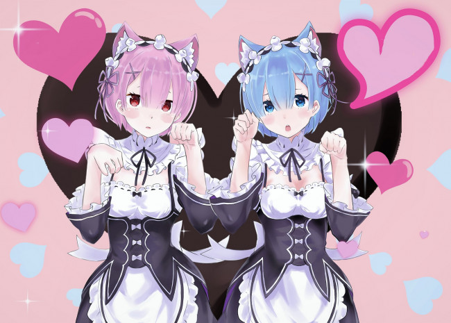 Обои картинки фото аниме, re,  zero kara hajimeru isekai seikatsu, девушки