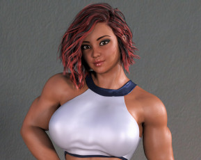 Картинка 3д+графика люди+ people девушка взгляд фон грудь