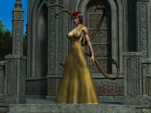 Картинка 3д+графика существа+ creatures девушка взгляд фон