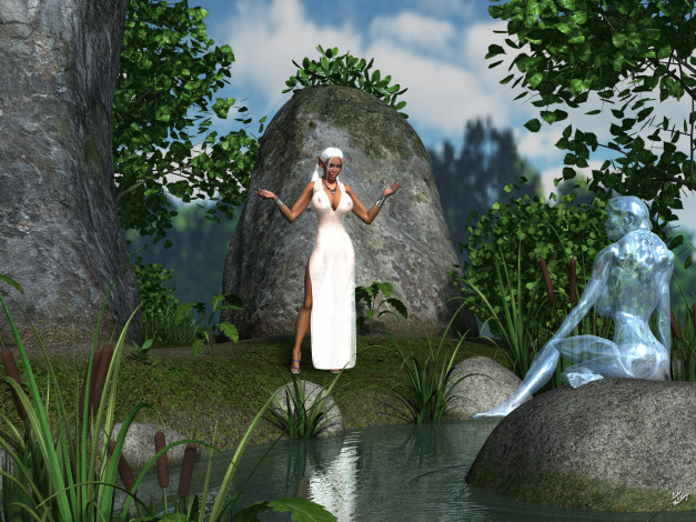 Обои картинки фото 3д графика, эльфы , elves, эльфийка, взгляд, фон