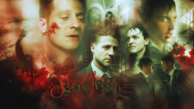 Обои картинки фото кино фильмы, gotham, взгляд, фон, мужчины