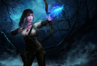 Картинка видео+игры warcraft+iii +  девушка фон лук стрела униформа