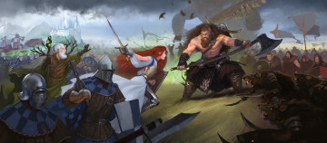 Картинка the+runelords видео+игры ---другое девушка мужчины фон бой оружие