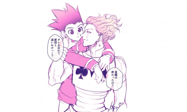 Обои картинки фото хисока и гон, аниме, hunter x hunter, охотник, х