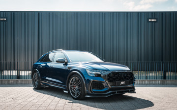 Картинка 2022+audi+rs+q8+abt+sportsline автомобили audi 2022 rs q8 4k вид спереди экстерьер abt sportsline q8r tuning blue немецкие ауди