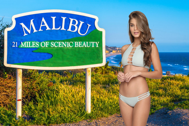 Обои картинки фото девушки, - брюнетки,  шатенки, море, шатенка, купальник