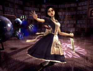 Картинка видео+игры alice +madness+returns алиса нож библиотека кости