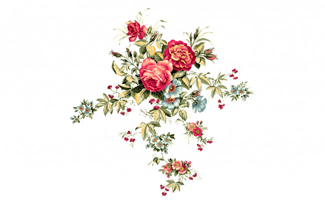 Обои картинки фото рисованное, цветы, листья