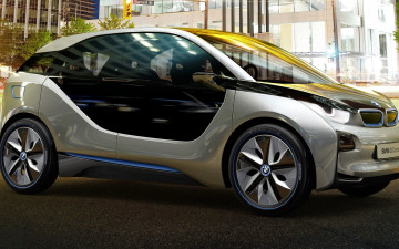 Картинка bmw+i3 автомобили bmw белый улица здания