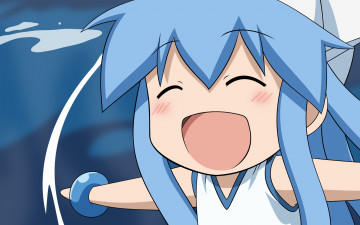 Картинка аниме shinryaku ika musume девушка синий