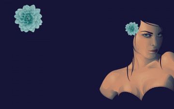 Картинка рисованные люди девушка цветок