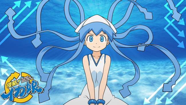 Обои картинки фото аниме, shinryaku, ika, musume, девочка, ленты