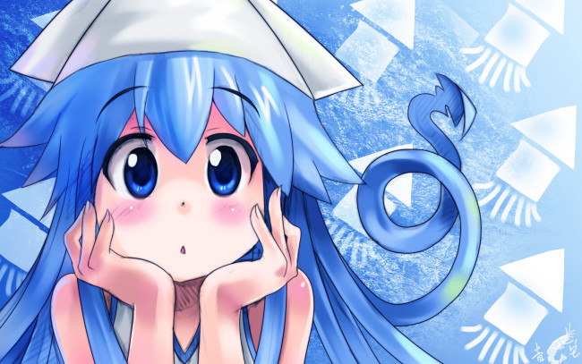 Обои картинки фото аниме, shinryaku, ika, musume, девушка