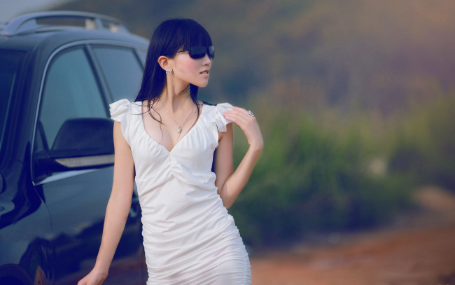 Обои картинки фото автомобили, авто, девушками, азиатка