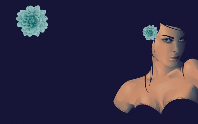 Обои картинки фото рисованные, люди, девушка, цветок