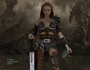 Картинка 3д графика amazon амазонки девушка меч