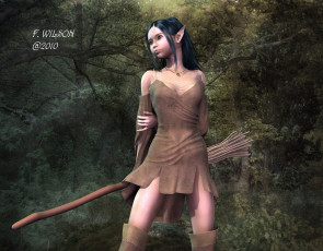 Картинка 3д графика elves эльфы эльфийка метла