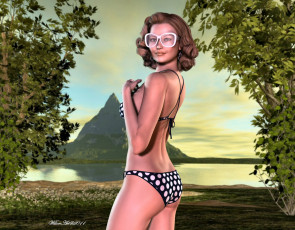 Картинка 3д графика people люди девушка бикини