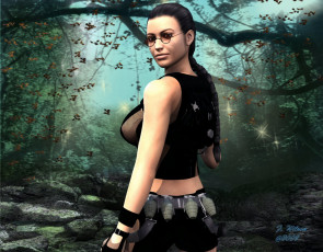 Картинка 3д графика people люди девушка лес