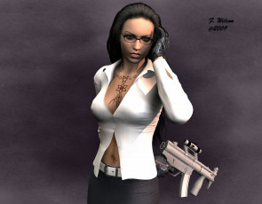 Картинка 3д графика people люди девушка оружие