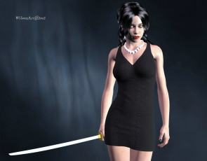 Картинка 3д графика people люди девушка сабля