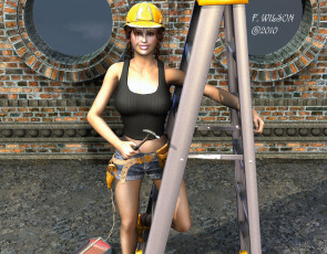 Картинка 3д графика people люди девушка стремянка