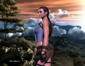 Картинка 3д графика people люди горы девушка