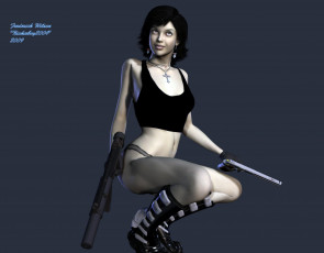 Картинка 3д графика people люди оружие девушка