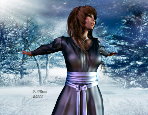 Картинка 3д графика people люди зима девушки