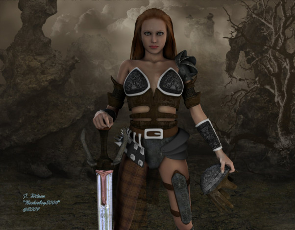 Обои картинки фото 3д, графика, amazon, амазонки, девушка, меч