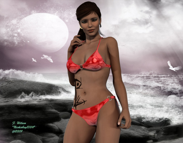 Обои картинки фото 3д, графика, people, люди, девушка, бикини