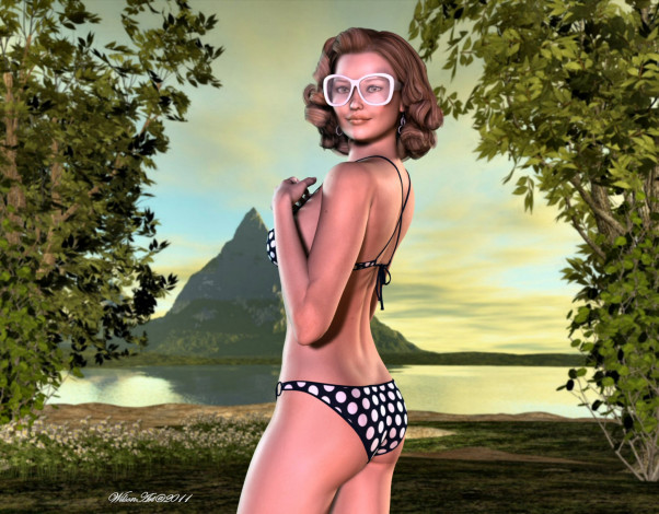 Обои картинки фото 3д, графика, people, люди, девушка, бикини