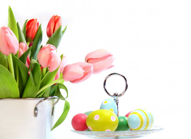 Обои картинки фото праздничные, пасха, яйца, цветы