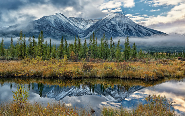 Обои картинки фото природа, реки, озера, горы, озеро, пейзаж, canada, banff, alberta