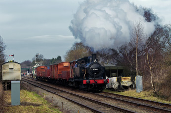 Картинка техника паровозы дорога железная рельсы состав паровоз